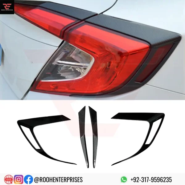 Buy Honda Civic X Rear Light Trim Carbon Fiber 2016-2021 | Roohe Enterprises