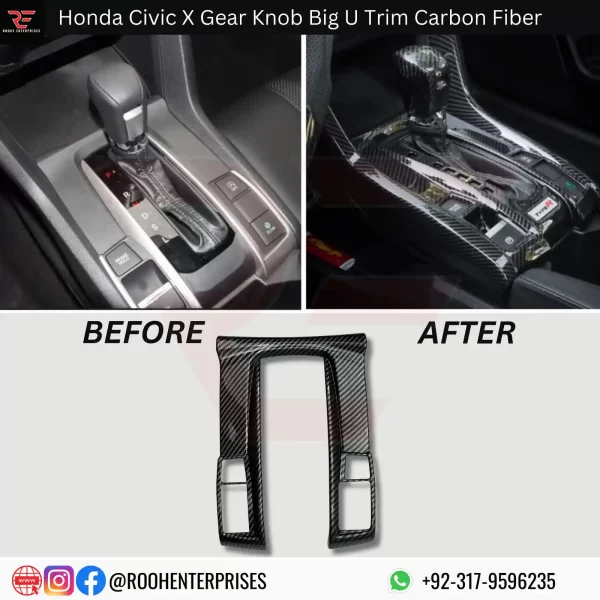 Buy Honda Civic X Gear Big U Trim In Carbon Fiber for Model 2016-2021 | Roohe Enterprises