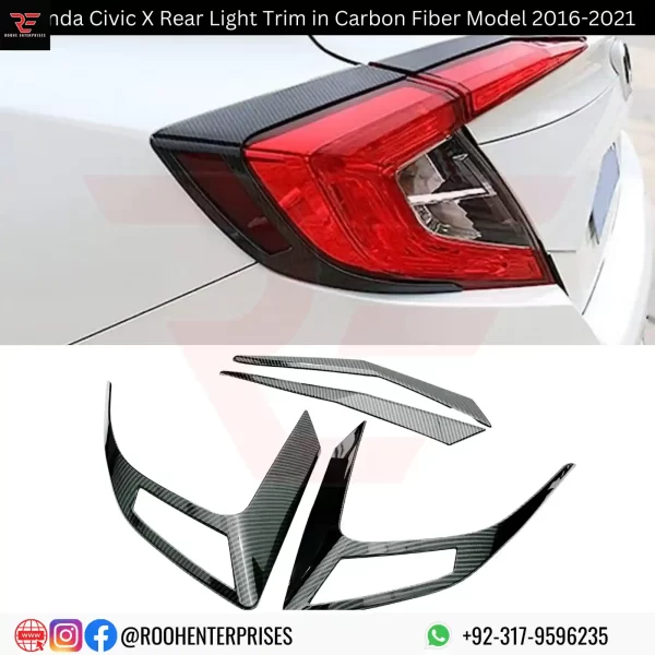 Buy Honda Civic X Rear/Back Light Trim Carbon Fiber 2016-2021 | Roohe Enterprises